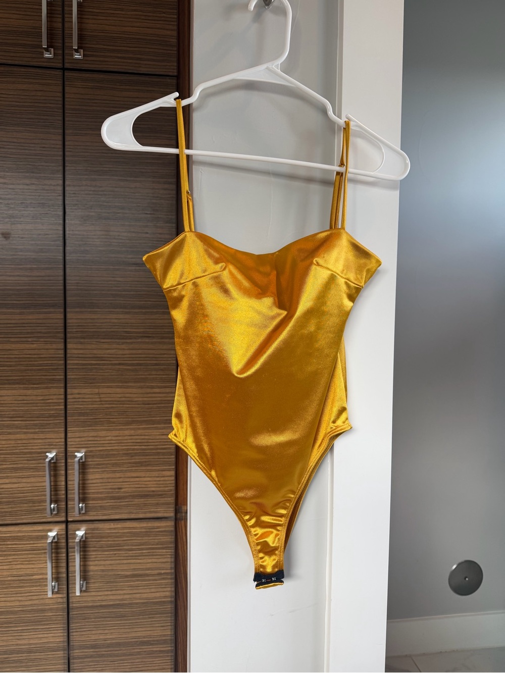 Gold Satin Girls' One-Piece bodysuit - Elegant Shiny Finish